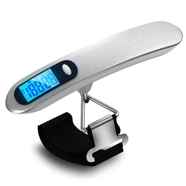 LCD Digital Luggage Scale Portable and 10g Accuracy Stainless Steel Battery Operated Hand-held Travel Bag Weighing Fish Hook