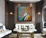 Modern Style Hand Painted Canvas Oil Painting of Blossoming Almond Tree Flowers