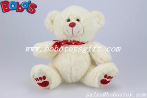 Wholesale Bobo's Beige Soft Toy Cute Teddy Bear With Red Heart Printing Ribbon In 7.5&quot; from china suppliers