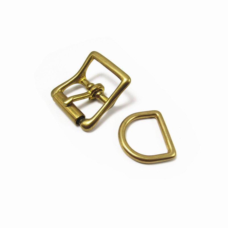 25mm High Quality Solid Brass Adjustable Slide Roller Buckle With D ring Sets For Pet Collar