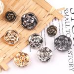 Rose shape Brass Metal Fancy Logo Sewing Hook Buttons For Clothes Coat