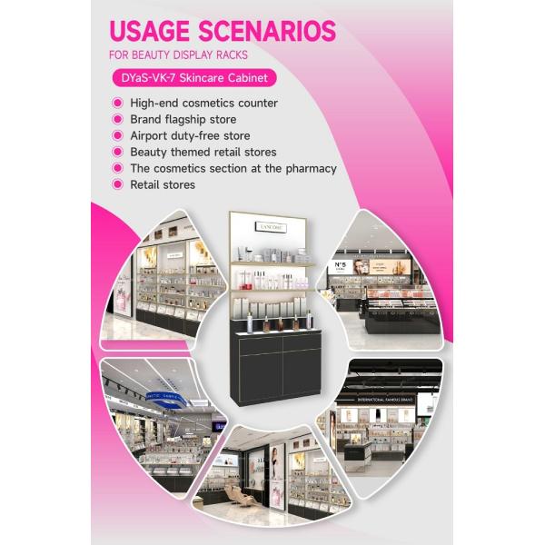 DYaS-VK-7 Skincare Display Cabinet with 30*15MM Iron Tube and Hidden LED Strips