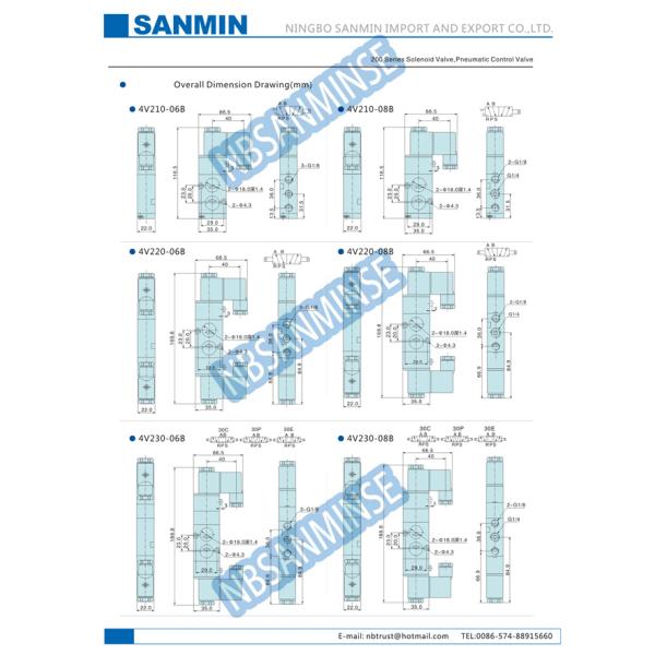 4V210 4V220 4V320 4V410 1/8 " 1/4 " Pneumatic Solenoid Valve Air Polit Valve Automation Machine