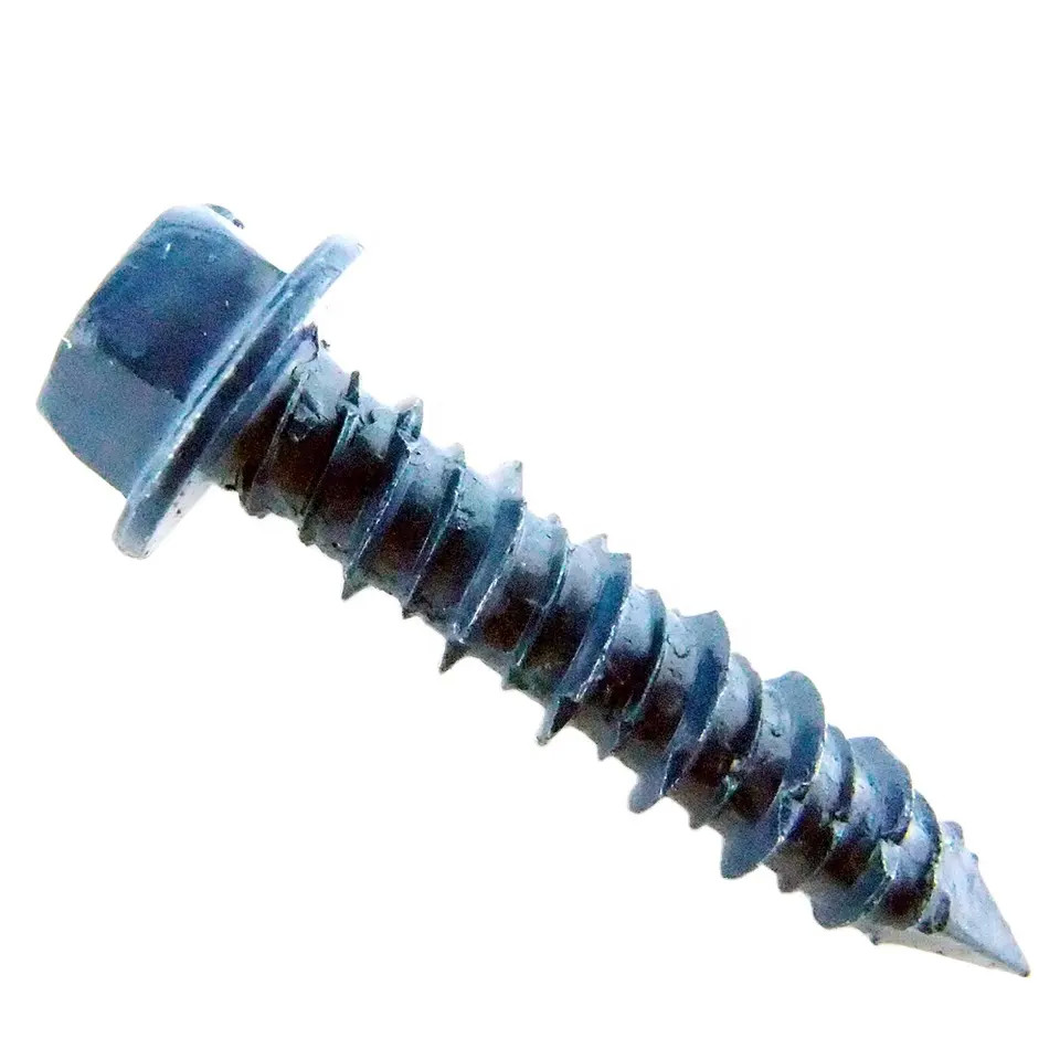 Stainless Steel Blue Hex Head Slotted Concrete Screw With Full Threads High Strength