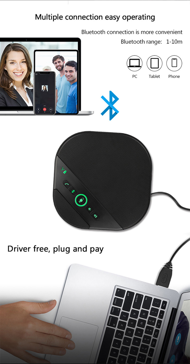 Portable Bluetooth Speakerphone for Tel/Video Conference