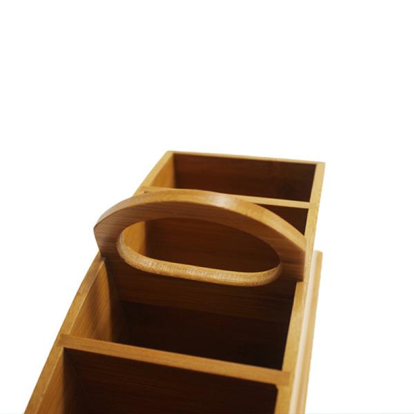 Custom Size Accepted Bamboo Desktop Organizer Station Box Storage Holder with Handle