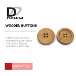 4 Holes Nature Wooden Buttons With Personalized Logo Raised Edge Light Weight