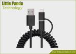Universal 2in1 Coiled USB Cable Data Cable with 2 Connectors Micro USB Charging