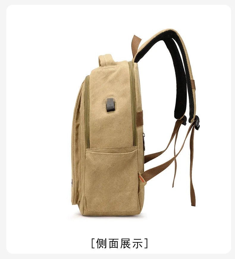 Customized Computer Washable Canvas Backpack Men Women's Travelling Backpack With USB Charging