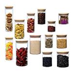 Bamboo Lid Glass Storage Bottle , Kitchen Storage Containers Glass Material
