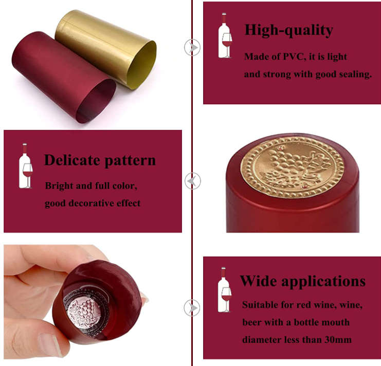 Customized Wine Glass Bottle Shrink Capsule Non Spill OEM ODM