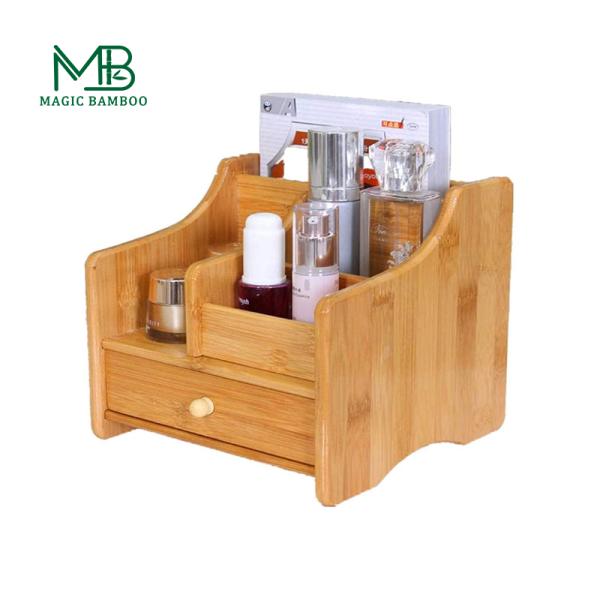 Functional Style Bamboo Makeup Storage With Drawers for Office and Jewelry Supplies