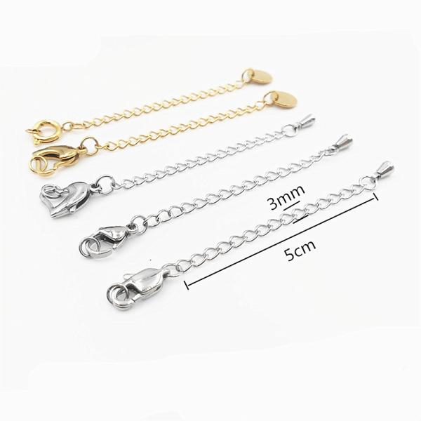 Custom Tail Chain with DIY Jewelry Accessories Gold Silver Stainless Steel Necklace Extender Chain 5cm
