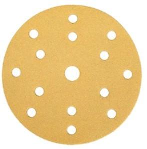 Wholesale 6inch 15hole Hook Loop Sandpaper Discs Gold Aluminum Oxide PSA Automotive from china suppliers