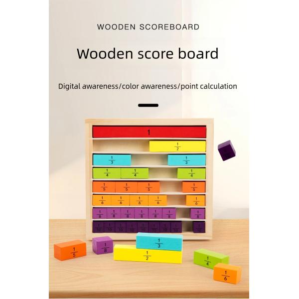 Montessori Wooden Mathematics Addition Subtraction Operation Fraction Learning Building Blocks Kids Counting Number Toys
