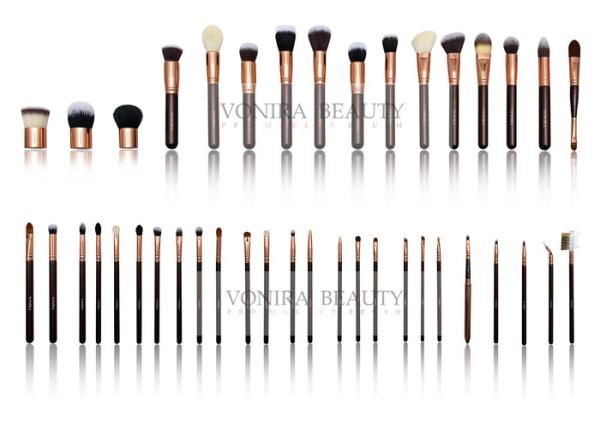 Custom Private Label Full Line Vonira Makeup Brush Collection with Rosy Gold