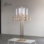 ZT-563 Luxury 13 arms candle holders with gold flower stands for wedding table