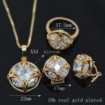 New Trendy Jewelry Set Women Party Gift 18K Real Gold Plated white zircon