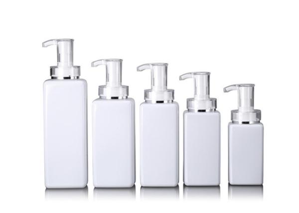 Square PET Plastic Flat Shoulder Bottles Shampoo Body Oil and Conditioner Wash