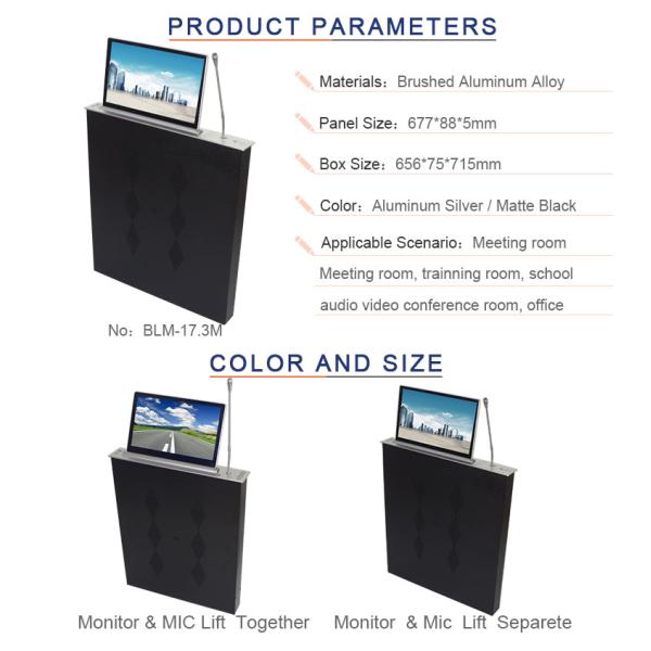 BNT popular LCD monitor motorized lift mechanism with conference microphone for AV solution