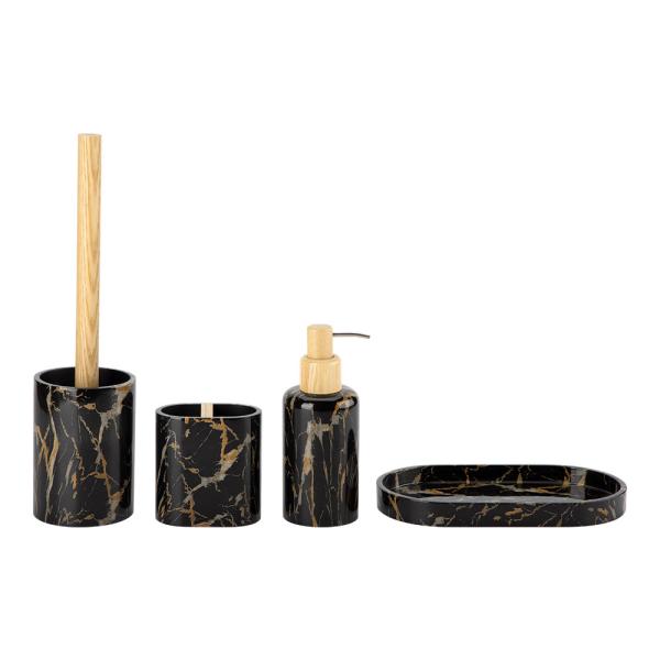 Polyresin Bathroom Set Luxury Round Marble Look Soap Accessories Bathroom