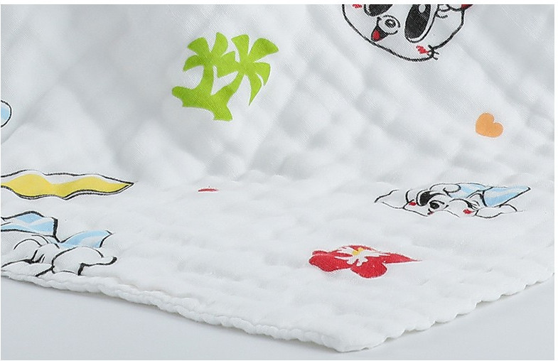 Printing 40S Fiber Thick Natural Crepe 260GSM Swaddle Blanket Diaper Bath Towels Cover Six Layers Gauze Cotton Fabric