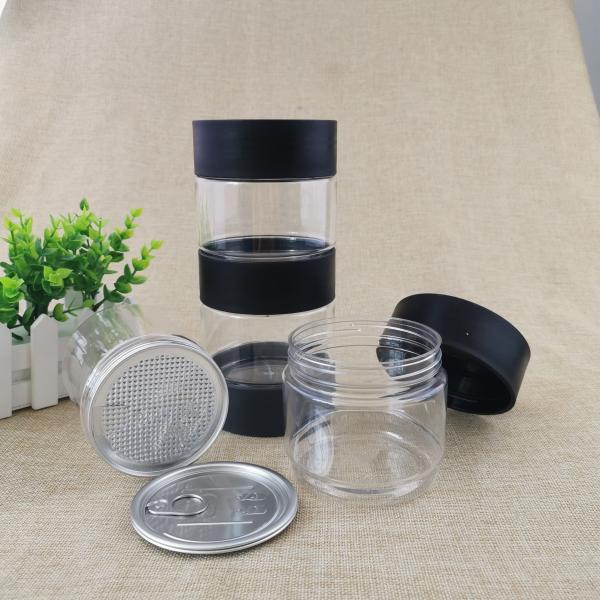 Stackable Black Screw Cap 438 Ml 51g Transparent PET Jar