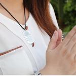 Sterling Silver Wheat Chain Engraved Chinse Word Women's Men's Dog Tag Necklace