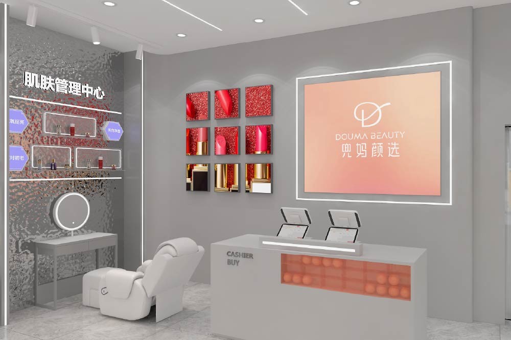 YHeS-P7 Multi-Level Lighting System Skincare Display Cabinet with 60mm Light Box