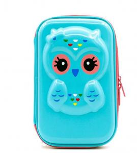 Wholesale 8.5 x 5.7 x 1.8 inches Cute Owl Face Hardtop EVA Pencil Case Big Pencil Box With Compartment For Kids -blue from china suppliers