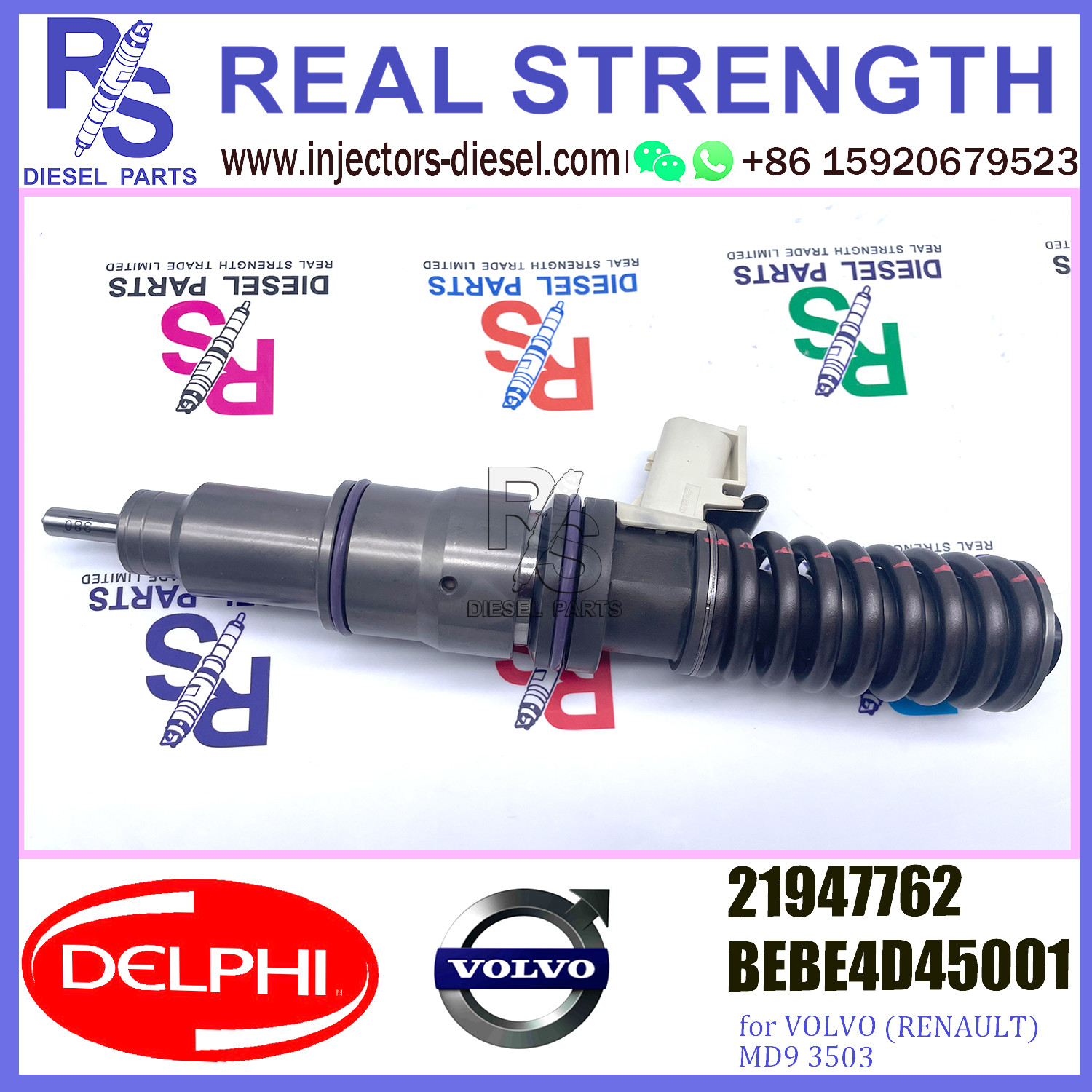 DELPHI 4pin injector 21947762 BEBE4D45001 Diesel pump Injector V-O-L-V 21947762 BEBE4D45001 for V-O-L-V (RENAULT) MD9 3503