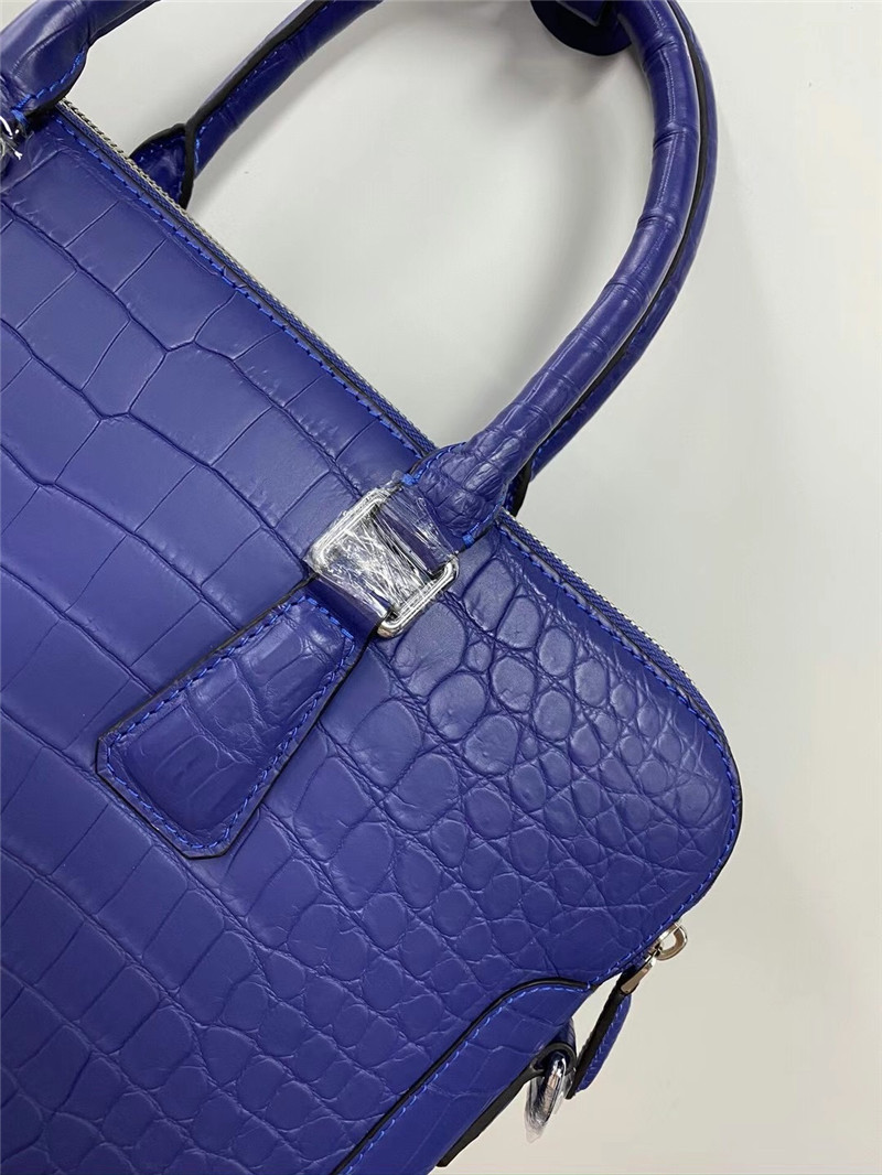 Authentic Crocodile Belly Skin Matt Finished Businessmen Blue Briefcase Genuine Alligator Leather Male Working Purse