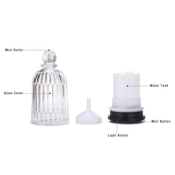 HOMEFISH 120ml Glass Aromatherapy Humidifier Ultrasonic Household Essential Oil Aroma Diffuser