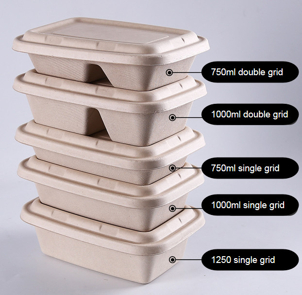 2 Compartment Biodegradable Vented Clamshell , Compostable Lunch Containers Bagasse