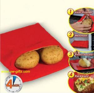 China NEW Red Washable Cooker Bag Baked Potato Microwave Cooking Potato Quick Fast cooks 4 potat on sale
