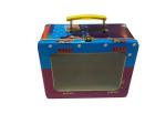 PVC Window Metal Tin Lunch Box Cartoon Colorful Hinge With Handle