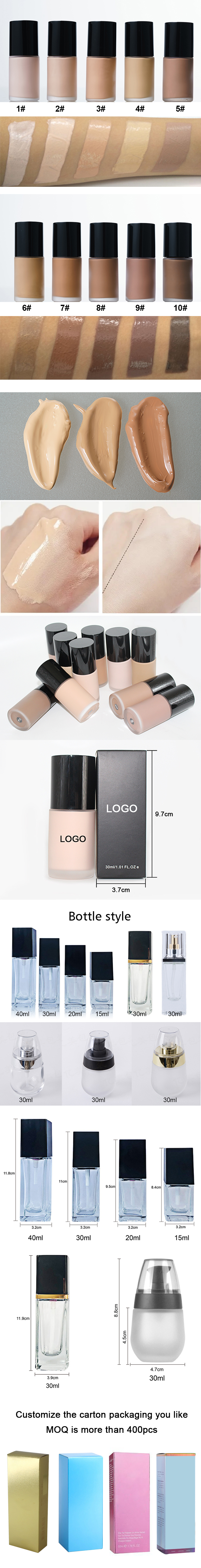 Wholesale Cosmetics Face Makeup Bases Foundation Private Label Waterproof Liquid Makeup Foundation