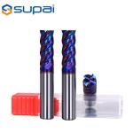 Hardest 65 HRC Naco blue coated standard 4 flute end mill blue for steel carbide