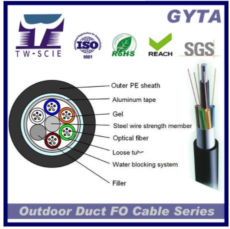 12 Core Duct Outdoor Fiber Optic Cable Corrugated Alu Tape Single Armour