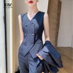 Sexy Women Formal Suit Trousers 3 Pcs Black Office Lady Suit Formal Suppliers