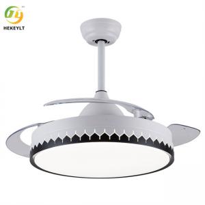 Wholesale 72W 42 Inch Retractable Blades Smart Black Ceiling Fan Light LED Metal Acrylic from china suppliers