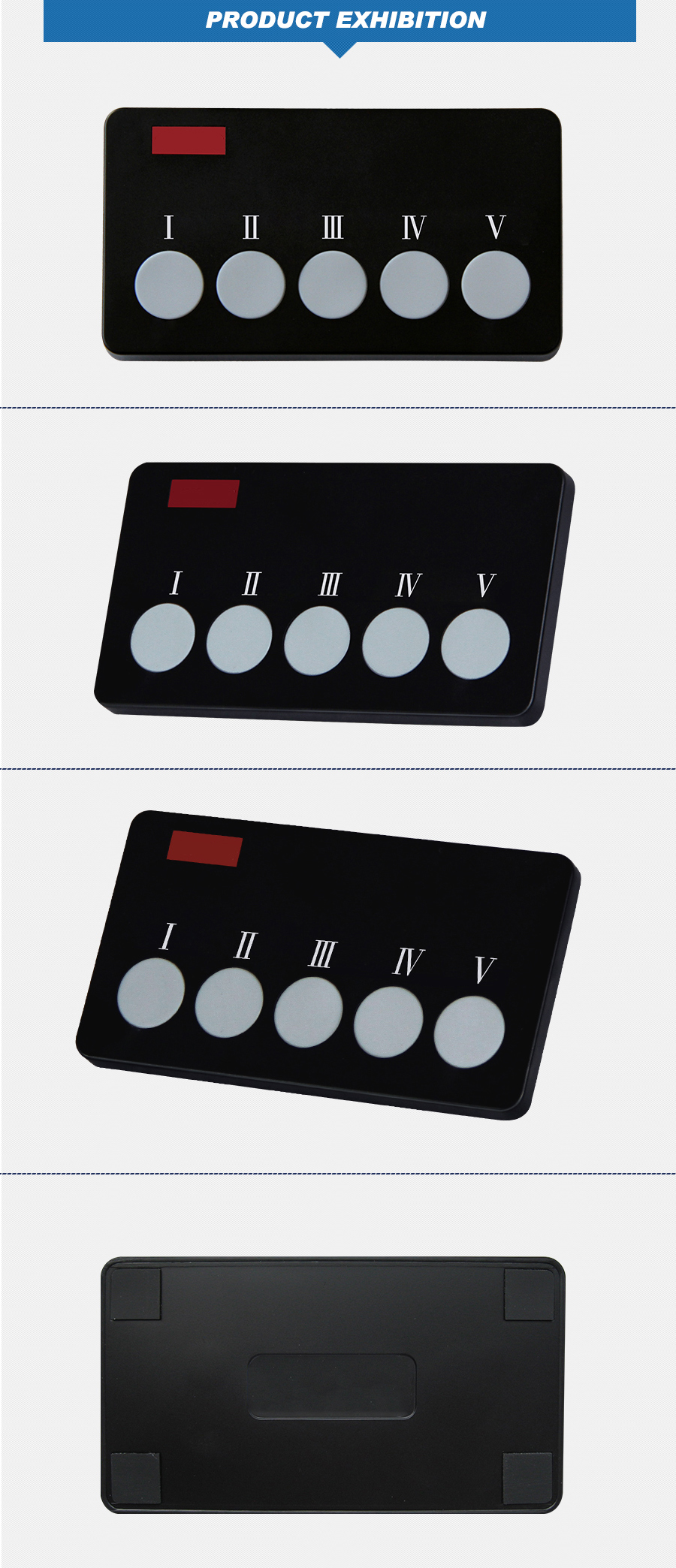 Simple fashion design wireless pagert system super thin five keys call button for office and factory