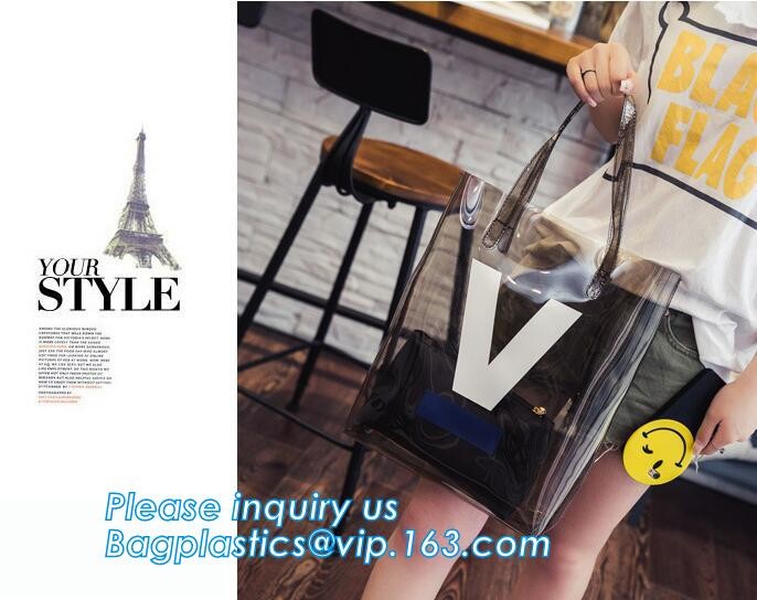 PVC Mini Letter Printed Handbag Clear Laser Shoulder Bag For Women Children, travel gift garment wine makeup shoulder ha