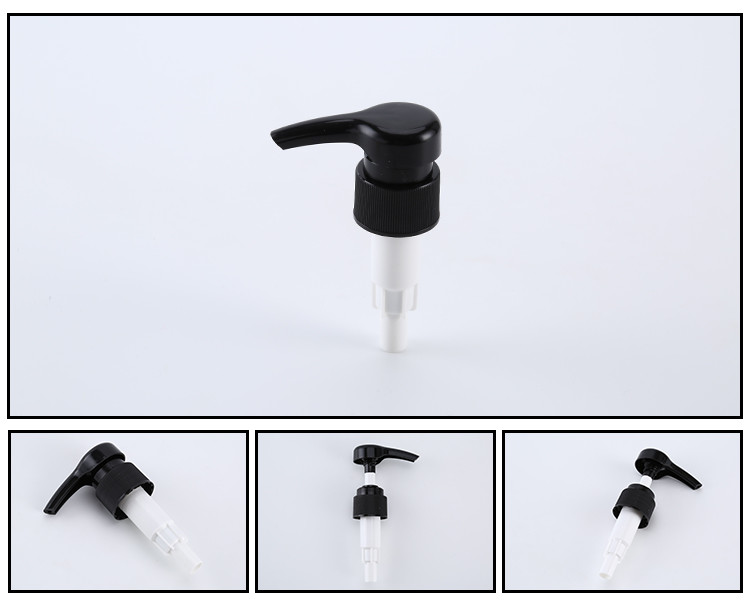 28mm Black Lotion Pump , Big Dosage 4cc Ribbed Plastic Liquid Soap Dispenser Pump