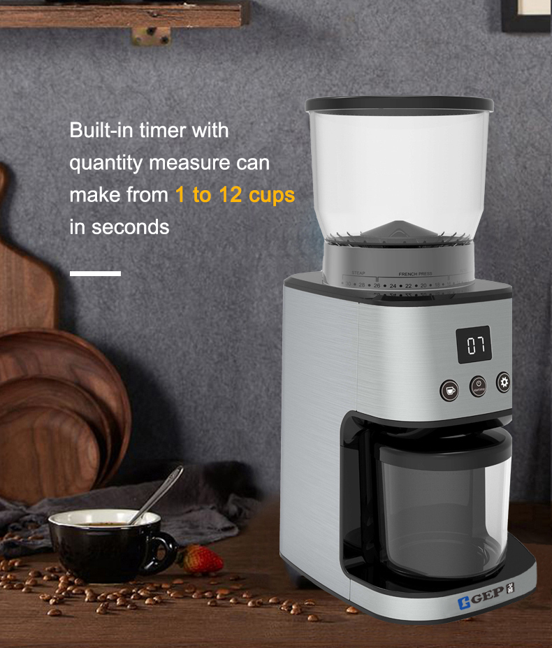 Electric Coffee Bean Grinder with 350-400rpm Grinding Speed and Conical Burr Grinders