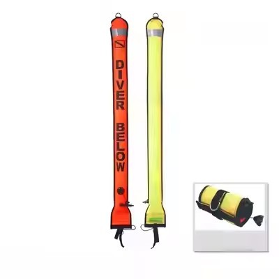 Two Tone Reflective Scuba Diving Marker Buoys Portable For Diving Emergency Signaling