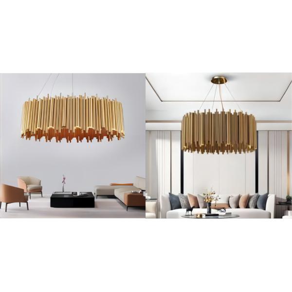 Copper Body Material Pendant Chandelier Lights Dramatic Pipe Design