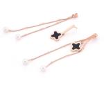 Pearl Pendant Tassel Stainless Steel Earrings, Jewellery Fashion Four Leaf