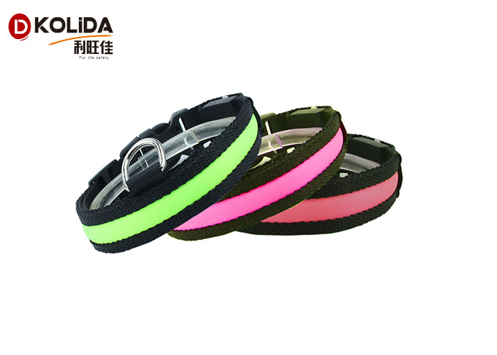 Nylon 3 Sizes Night Safety Flashing Light Glow In The Dark Collar LED Dog Pet Collar