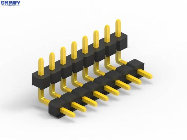 Male 16 Pin Header Connector 2.54 Mm Pitch , Double Plastic Square Right Angle